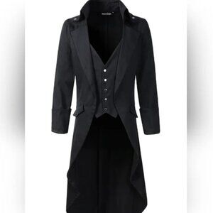 DarcChic Men’s 3XL Black Gothic Steampunk Victorian Tailcoat Cosplay Jacket